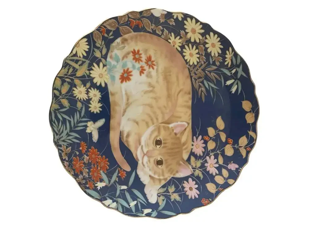 Vintage Takahashi Miniature Cat Plates By CATHY Hand painted 1984
